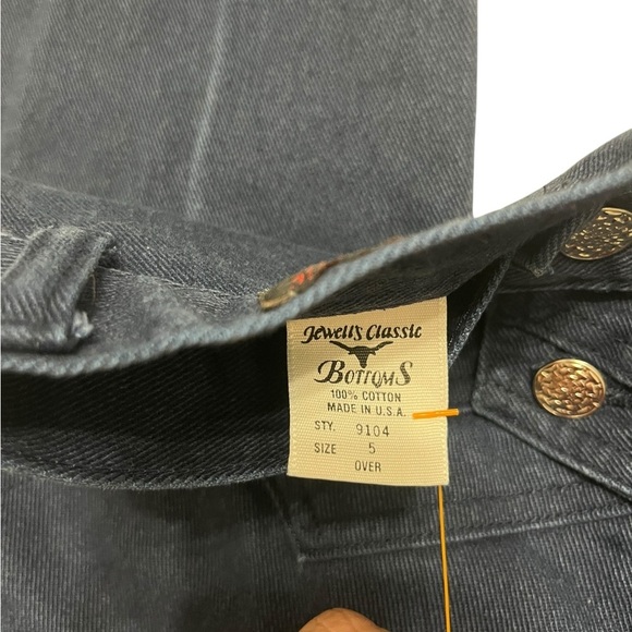 Vtg Jewell's Classic Bottoms Dark Blue V Front Hi Waisted Bareback Western Jeans - Picture 5 of 8
